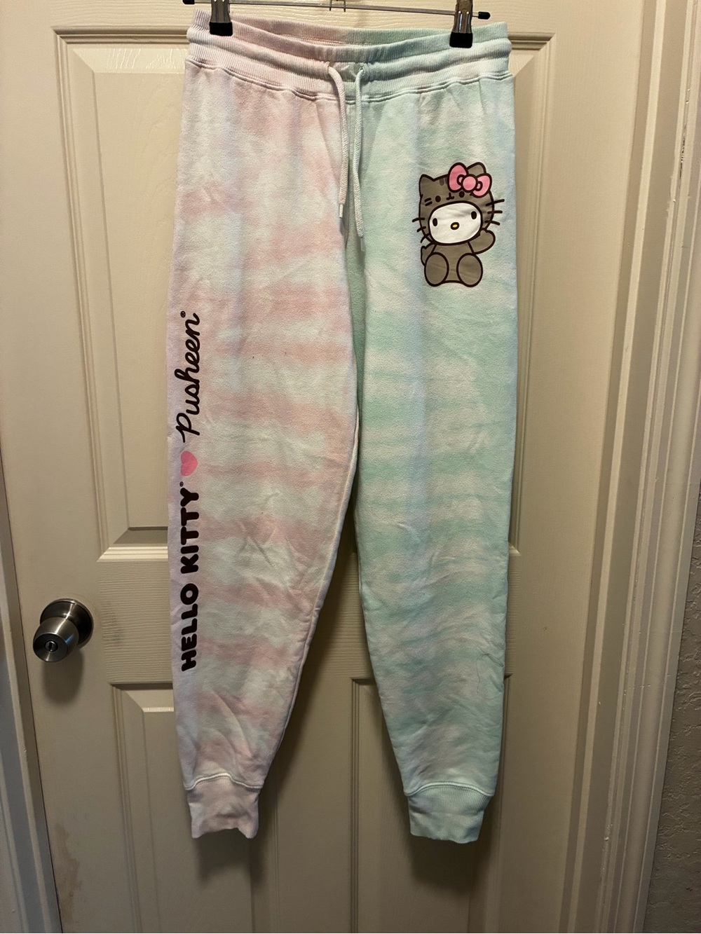 Sanrio Pastel Tie-Dye Hello Kitty x Pusheen Plush Joggers - Pink & Blue